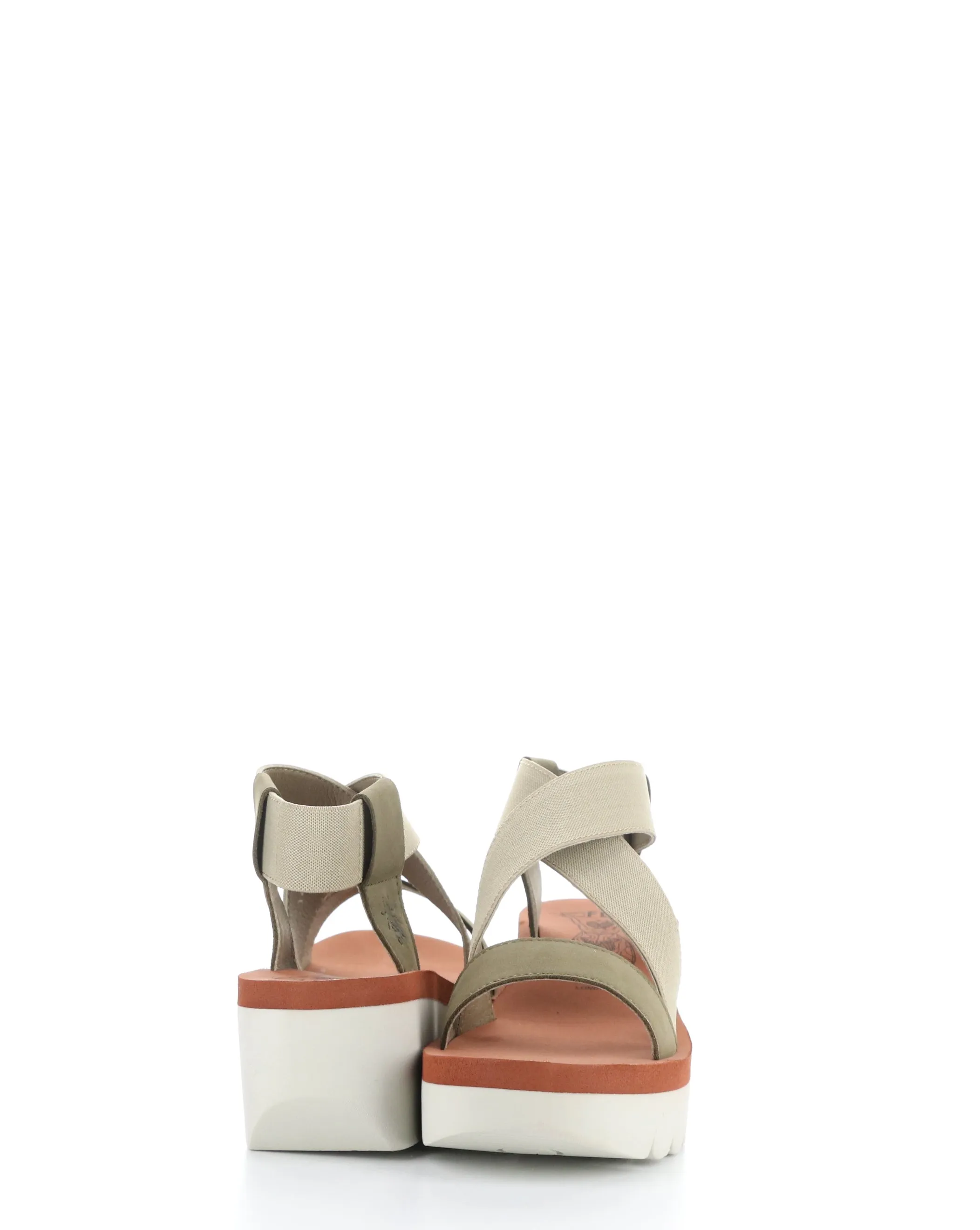 YABI922FLY 011 MILITARY/BEIGE/BRICK Round Toe Sandals