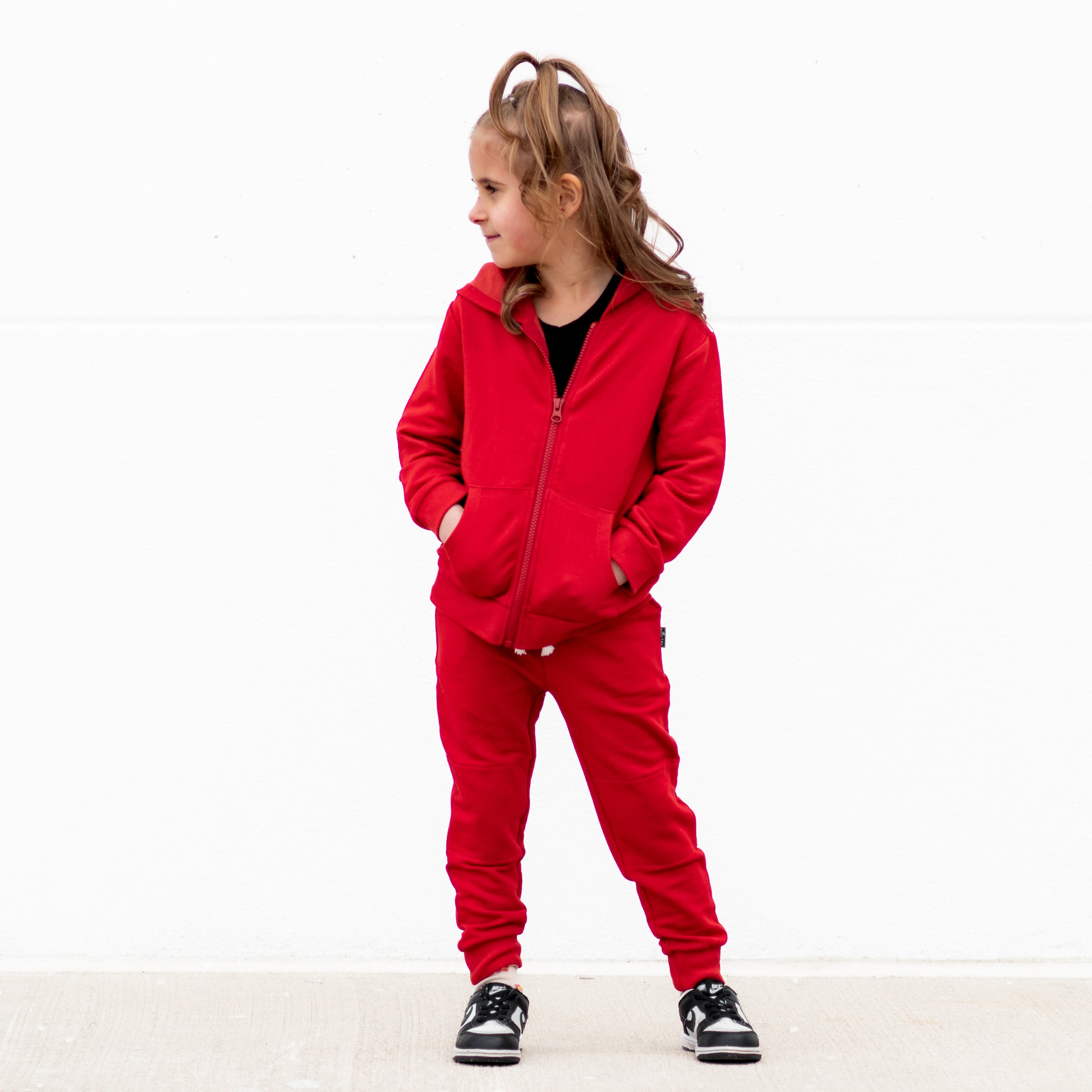 ZIP HOODIE- Red Bamboo French Terry